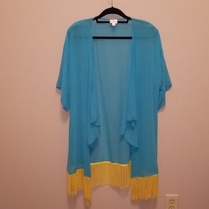 Lularoe Kimono with fringe size large